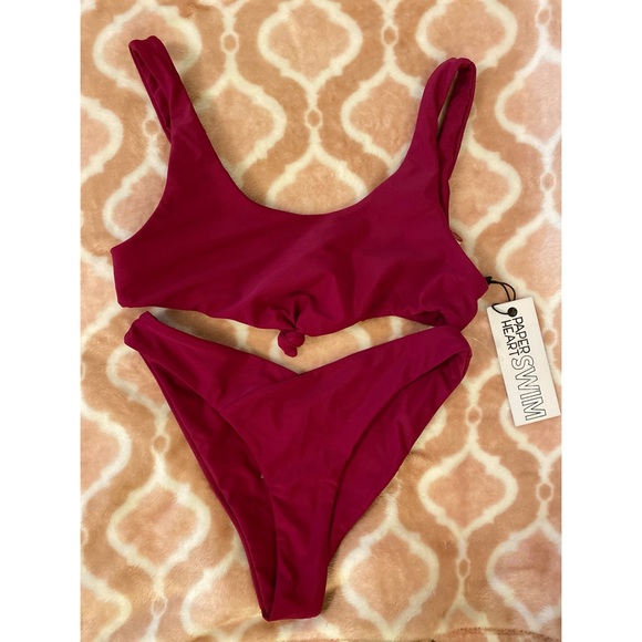 Paper Heart Swim Maroon Bikini Set NWT - Picture 1 of 8